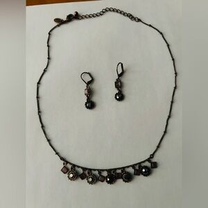 Lia Sophia 18” antique style necklace with matching earrings